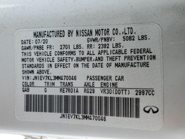 Продажа на аукционе авто 2021 Infiniti Q60 Luxe, vin: JN1EV7KL3MM470046, номер лота: 66164425