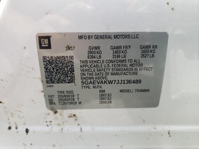 63996935 :رقم المزاد ، 5GAEVAKW7JJ136489 vin ، 2018 Buick Enclave مزاد بيع