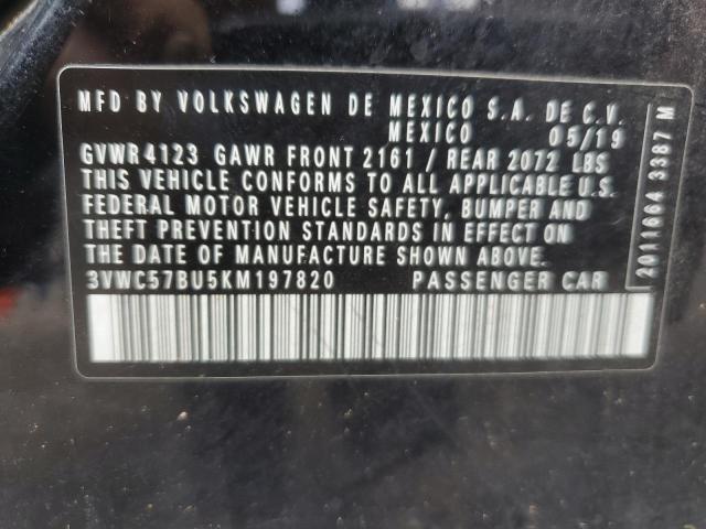 2019 Volkswagen Jetta მანქანა იყიდება აუქციონზე, vin: 3VWC57BU5KM197820, აუქციონის ნომერი: 59471325