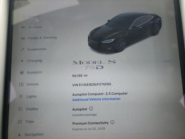 63612815 :رقم المزاد ، 5YJSA1E28JF274085 vin ، 2018 Tesla Model S مزاد بيع