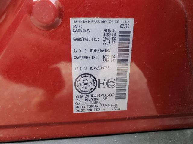 64413235 :رقم المزاد ، 5N1AT2MT6GC878502 vin ، 2016 Nissan Rogue S مزاد بيع