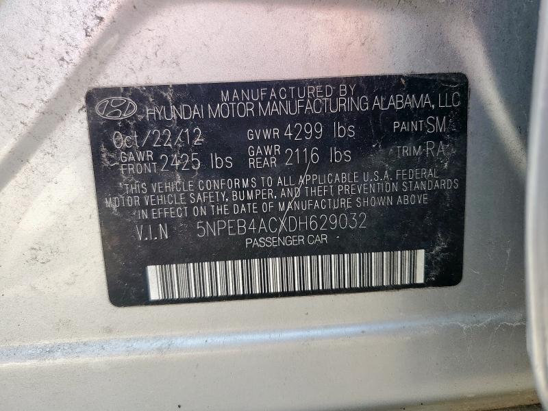 63272195 :رقم المزاد ، 5NPEB4ACXDH629032 vin ، 2013 Hyundai Sonata مزاد بيع