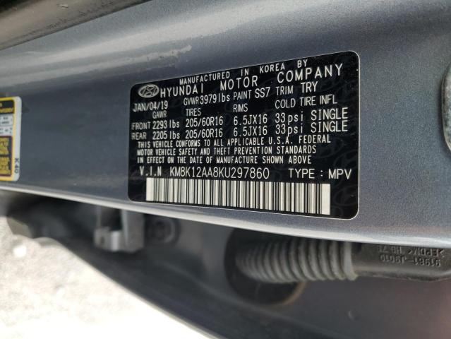 63847295 :رقم المزاد ، KM8K12AA8KU297860 vin ، 2019 Hyundai Kona Se مزاد بيع