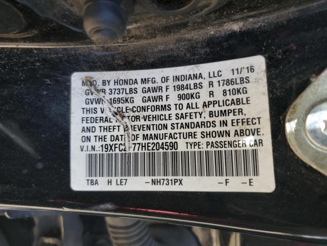 65539265 :رقم المزاد ، 19XFC2F77HE204590 vin ، 2017 Honda Civic مزاد بيع