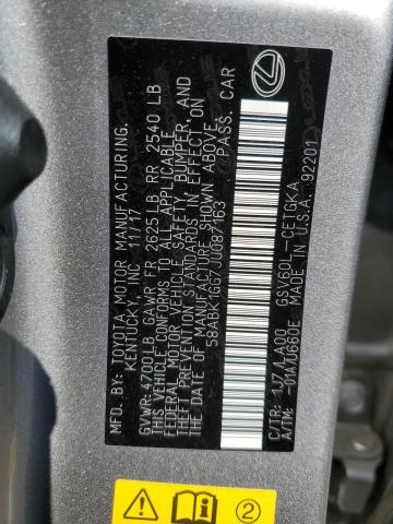 64804795 :رقم المزاد ، 58ABK1GG7JU087163 vin ، 2018 Lexus Es 350 مزاد بيع