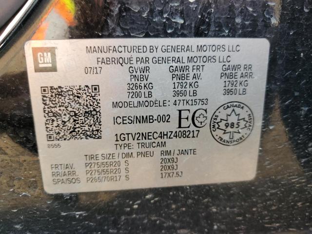 63942705 :رقم المزاد ، 1GTV2NEC4HZ408217 vin ، 2017 Gmc Sierra K15 مزاد بيع
