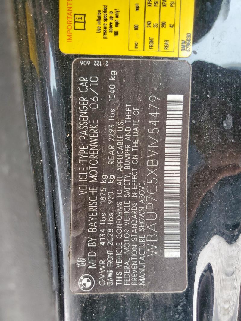 66010505 :رقم المزاد ، WBAUP7C5XBVM54479 vin ، 2011 Bmw 128 I مزاد بيع