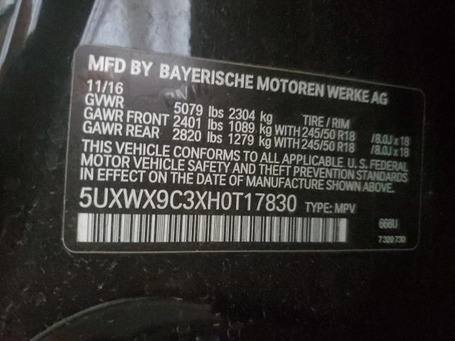 2017 Bmw X3 Xdrive2 მანქანა იყიდება აუქციონზე, vin: 5UXWX9C3XH0T17830, აუქციონის ნომერი: 65999305