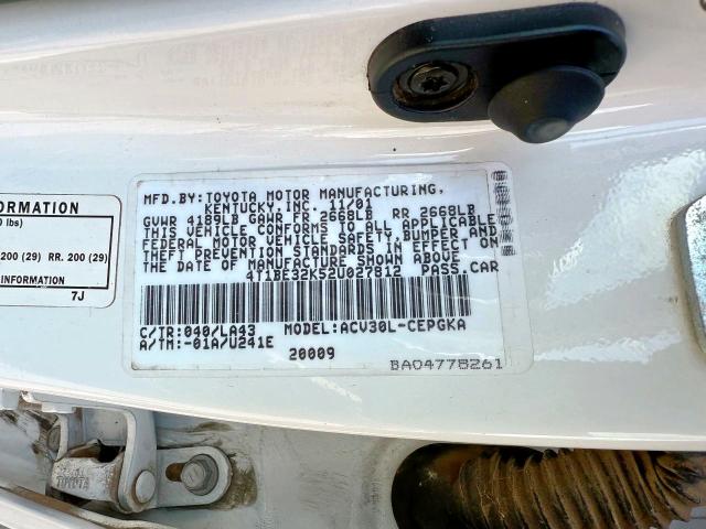 Aukcja sprzedaży 2002 Toyota Camry Le, vin: 4T1BE32K52U027812, numer aukcji: 64997945