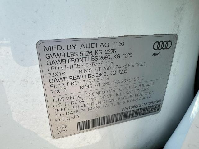 2021 Audi Q3 Premium მანქანა იყიდება აუქციონზე, vin: WA1DECF32M1050690, აუქციონის ნომერი: 63831765