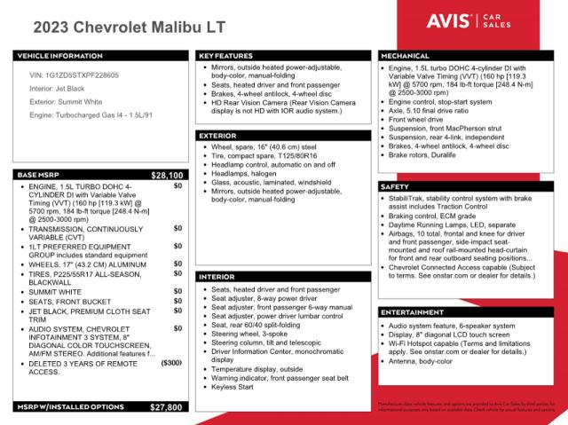 65750845 :رقم المزاد ، 1G1ZD5STXPF228605 vin ، 2023 Chevrolet Malibu Lt مزاد بيع