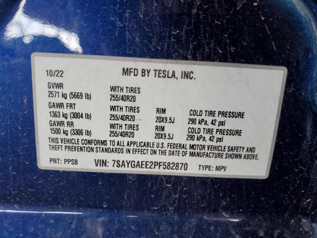 Продаж на аукціоні авто 2023 Tesla Model Y, vin: 7SAYGAEE2PF582870, номер лоту: 62778045
