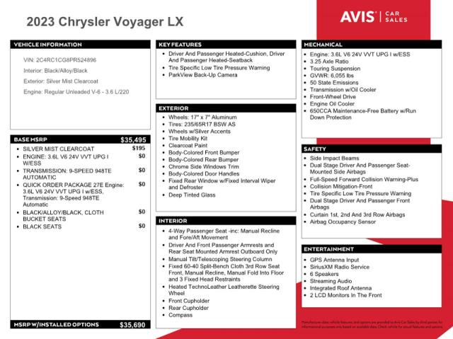 Aukcja sprzedaży 2023 Chrysler Voyager, vin: 2C4RC1CG8PR524896, numer aukcji: 63463005