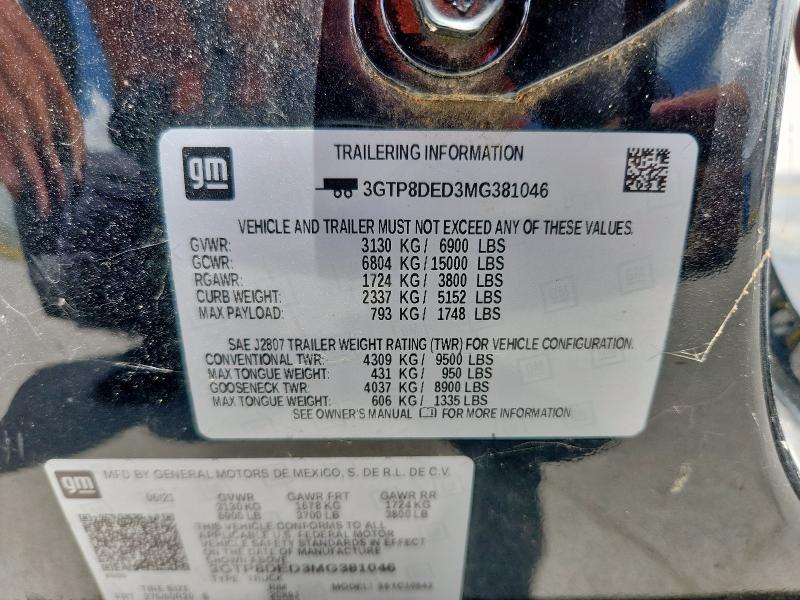 Auction sale of the 2021 Gmc Sierra C15, vin: 3GTP8DED3MG381046, lot number: 60739615