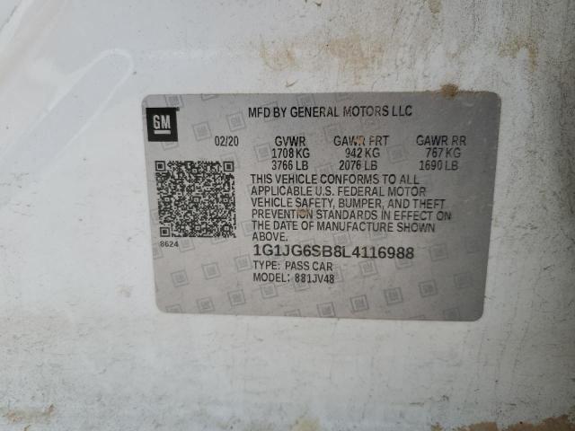 Aukcja sprzedaży 2020 Chevrolet Sonic, vin: 1G1JG6SB8L4116988, numer aukcji: 56919895