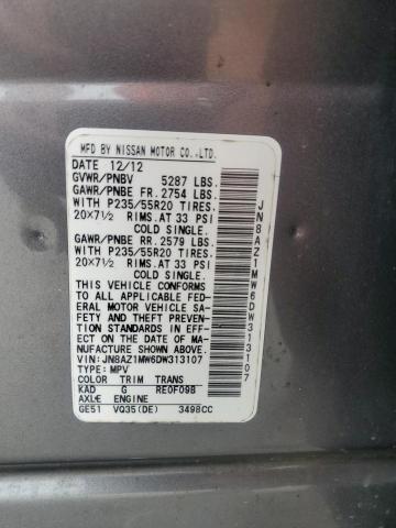 64741565 :رقم المزاد ، JN8AZ1MW6DW313107 vin ، 2013 Nissan Murano مزاد بيع