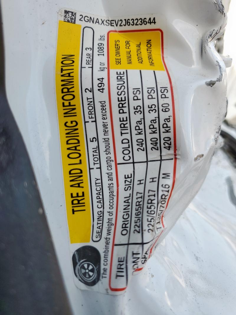 63387305 :رقم المزاد ، 2GNAXSEV2J6323644 vin ، 2018 Chevrolet Equinox Lt مزاد بيع