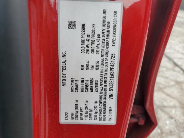 65009805 :رقم المزاد ، 5YJ3E1EA3PF431725 vin ، 2023 Tesla Model 3 مزاد بيع