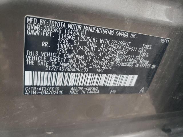 2011 Toyota Rav4 მანქანა იყიდება აუქციონზე, vin: 2T3ZF4DVXBW097533, აუქციონის ნომერი: 66760275