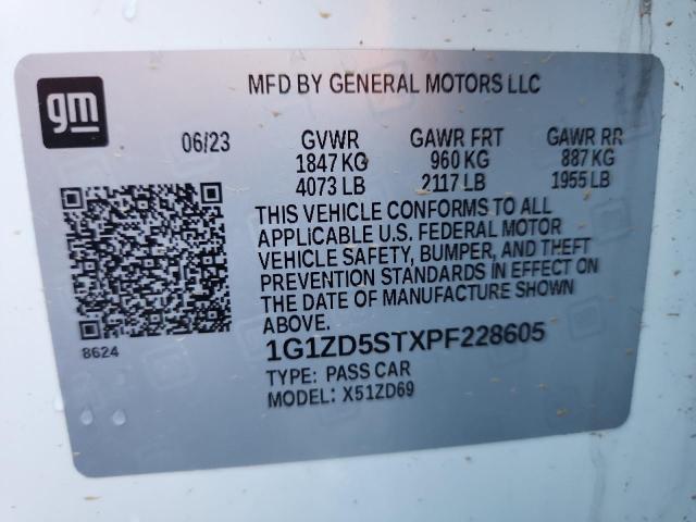 65750845 :رقم المزاد ، 1G1ZD5STXPF228605 vin ، 2023 Chevrolet Malibu Lt مزاد بيع