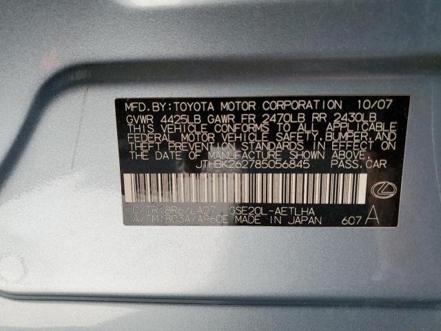 Aukcja sprzedaży 2008 Lexus Is 250, vin: JTHBK262785056845, numer aukcji: 65852005