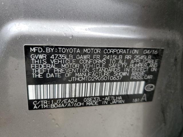 65016695 :رقم المزاد ، JTHCM1D29G5010637 vin ، 2016 Lexus Is 300 مزاد بيع