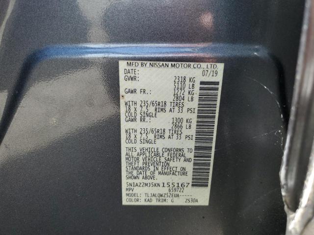 Продажа на аукционе авто 2019 Nissan Murano S, vin: 5N1AZ2MJ5KN155167, номер лота: 90497595