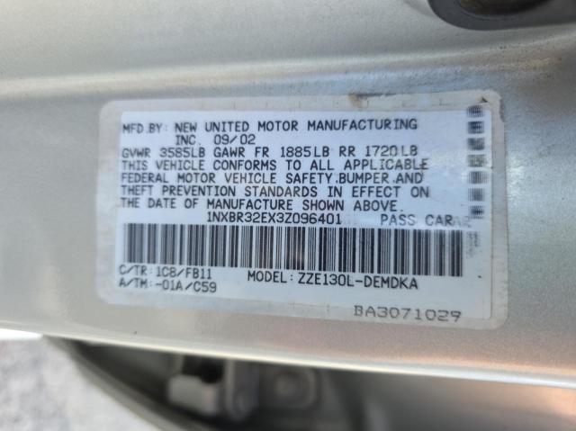 Продаж на аукціоні авто 2003 Toyota Corolla Ce, vin: 1NXBR32EX3Z096401, номер лоту: 65812205