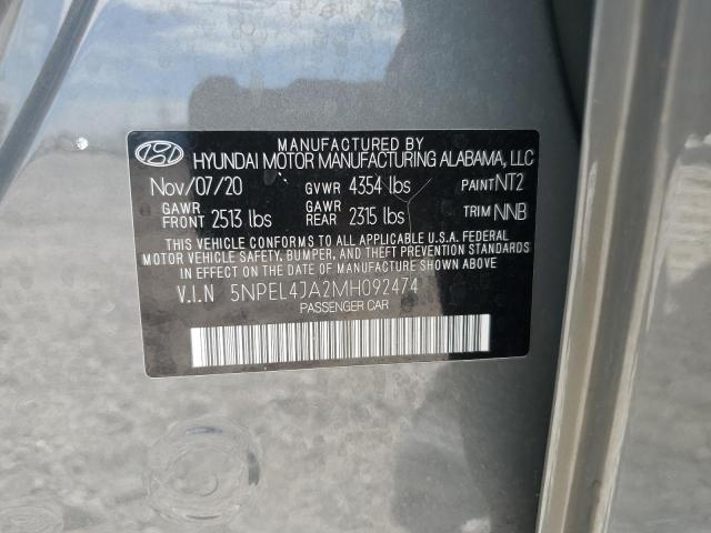 65892205 :رقم المزاد ، 5NPEL4JA2MH092474 vin ، 2021 Hyundai Sonata Sel مزاد بيع