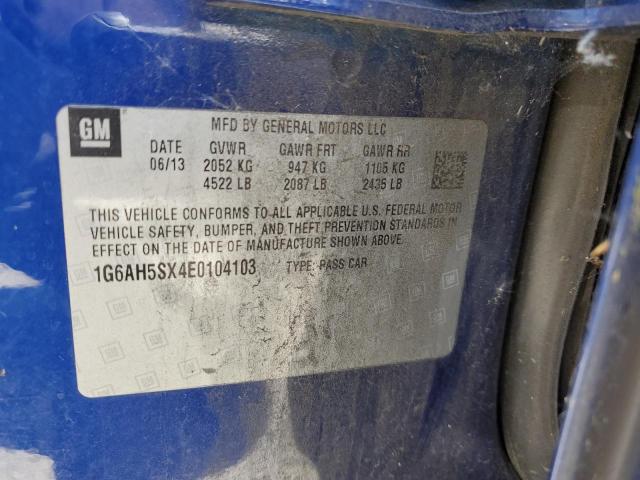66153815 :رقم المزاد ، 1G6AH5SX4E0104103 vin ، 2014 Cadillac Ats مزاد بيع