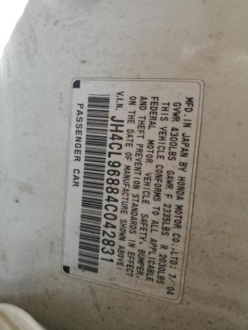 2004 Acura Tsx მანქანა იყიდება აუქციონზე, vin: JH4CL96884C042831, აუქციონის ნომერი: 66206635