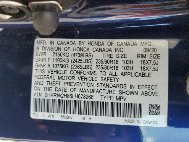 65421385 :رقم المزاد ، 2HKRW2H86LH678268 vin ، 2020 Honda Cr-v مزاد بيع