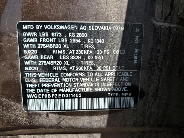 Продажа на аукционе авто 2014 Volkswagen Touareg, vin: WVGEF9BP2ED011452, номер лота: 64897065