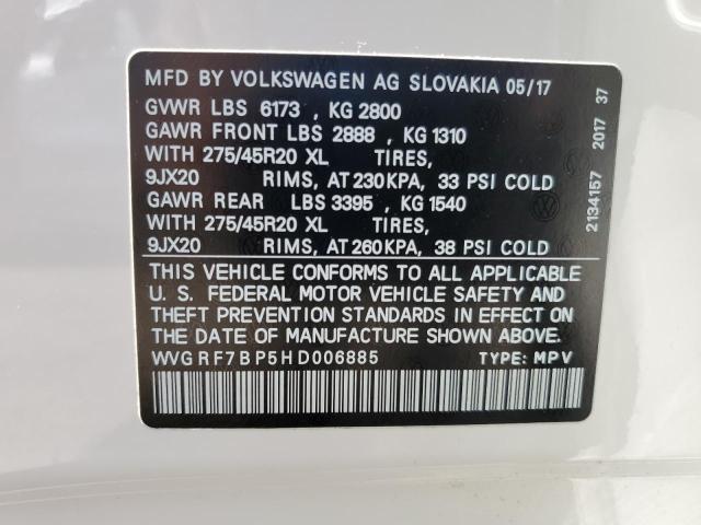 70384635 :رقم المزاد ، WVGRF7BP5HD006885 vin ، 2017 Volkswagen Touareg Wo مزاد بيع