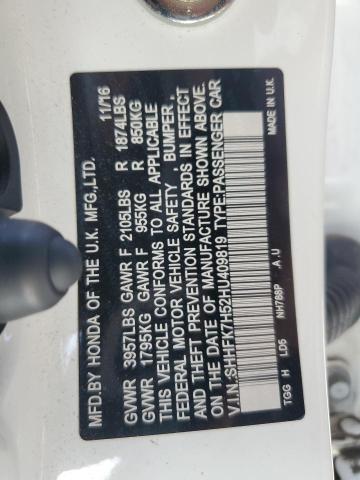 63763065 :رقم المزاد ، SHHFK7H52HU409819 vin ، 2017 Honda Civic Ex مزاد بيع