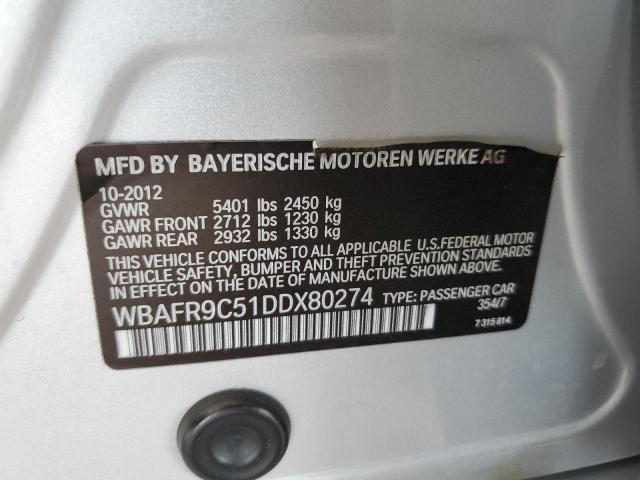 2013 Bmw 550 I მანქანა იყიდება აუქციონზე, vin: WBAFR9C51DDX80274, აუქციონის ნომერი: 63108975
