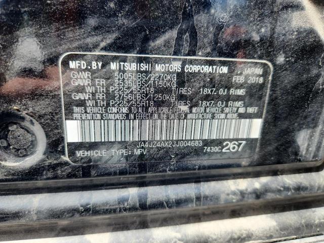 2018 Mitsubishi Outlander მანქანა იყიდება აუქციონზე, vin: JA4JZ4AX2JJ004683, აუქციონის ნომერი: 66937245