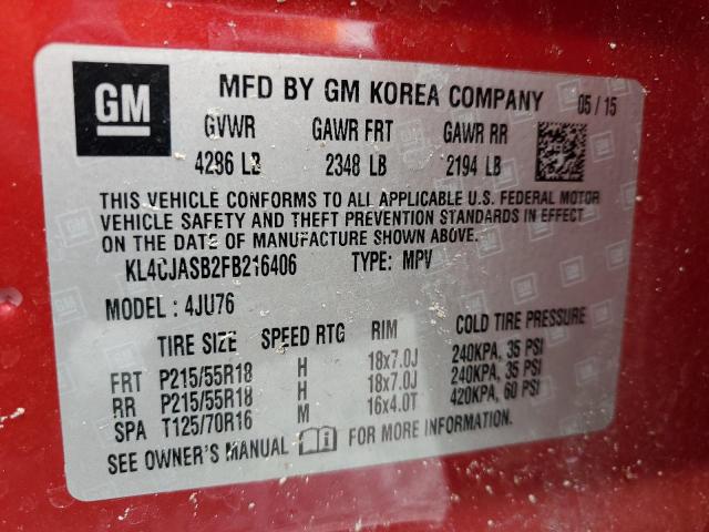 Aukcja sprzedaży 2015 Buick Encore, vin: KL4CJASB2FB216406, numer aukcji: 65044875