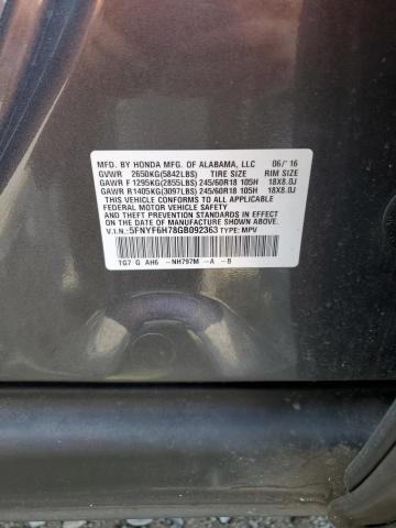 2016 Honda Pilot Exln მანქანა იყიდება აუქციონზე, vin: 5FNYF6H78GB092363, აუქციონის ნომერი: 65339755