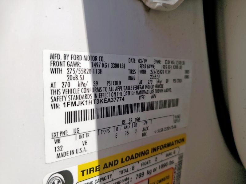 Aukcja sprzedaży 2019 Ford Expedition, vin: 1FMJK1HT3KEA37774, numer aukcji: 66865895