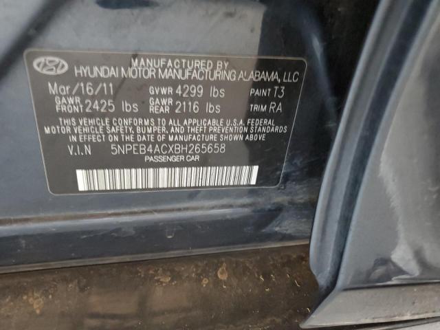 2011 Hyundai Sonata მანქანა იყიდება აუქციონზე, vin: 5NPEB4ACXBH265658, აუქციონის ნომერი: 66026085