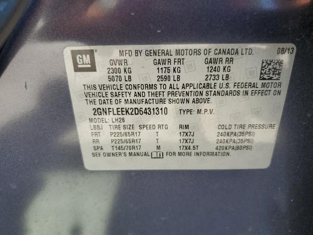 65724405 :رقم المزاد ، 2GNFLEEK2D6431310 vin ، 2013 Chevrolet Equinox Lt مزاد بيع