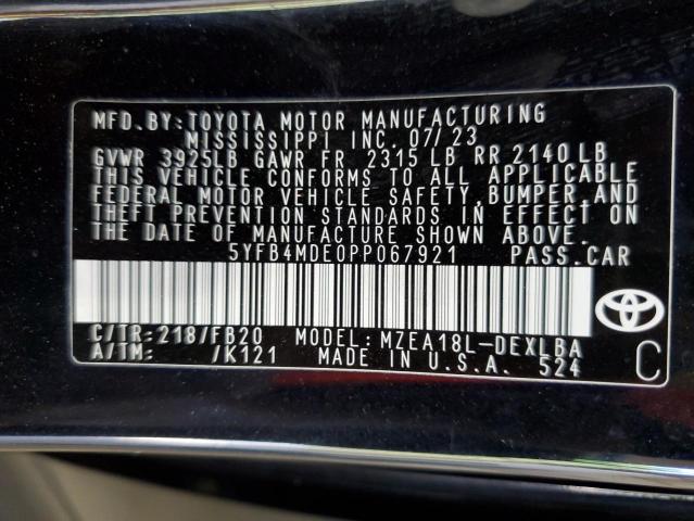2023 Toyota Corolla Le მანქანა იყიდება აუქციონზე, vin: 5YFB4MDE0PP067921, აუქციონის ნომერი: 64746005