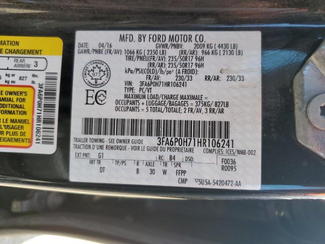 Aukcja sprzedaży 2017 Ford Fusion Se, vin: 3FA6P0H71HR106241, numer aukcji: 64659545