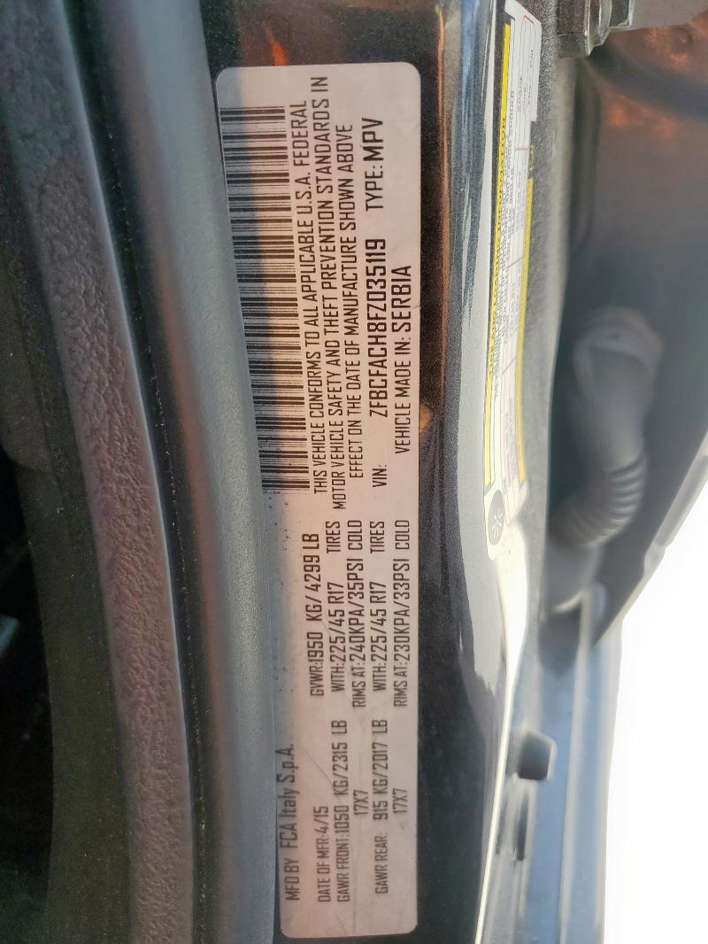 2015 Fiat 500l Loung მანქანა იყიდება აუქციონზე, vin: ZFBCFACH8FZ035119, აუქციონის ნომერი: 65622195