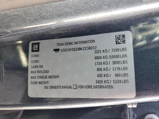Aukcja sprzedaży 2019 Chevrolet Silverado, vin: 1GCUYGED8KZ238210, numer aukcji: 64198505