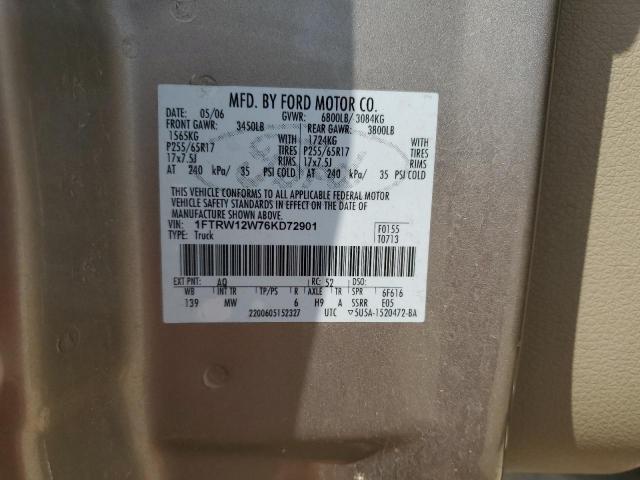 63277095 :رقم المزاد ، 1FTRW12W76KD72901 vin ، 2006 Ford F150 Super مزاد بيع