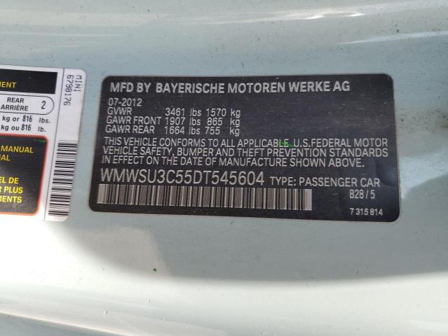Продажа на аукционе авто 2013 Mini Cooper, vin: WMWSU3C55DT545604, номер лота: 63487605