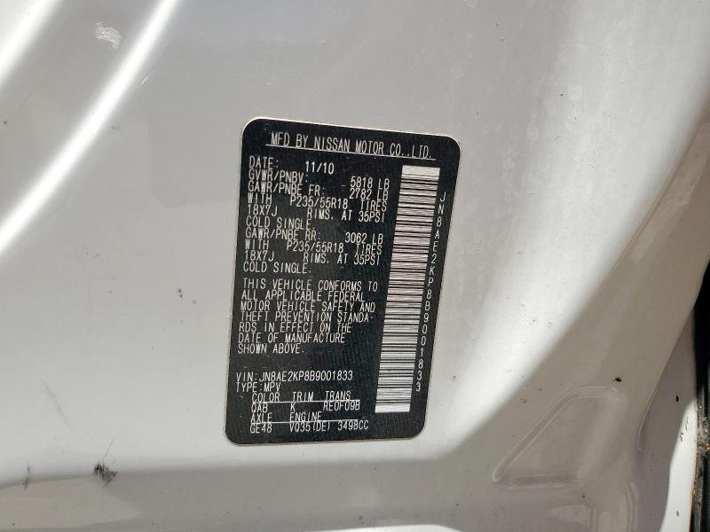 Aukcja sprzedaży 2011 Nissan Quest S, vin: JN8AE2KP8B9001833, numer aukcji: 66262555