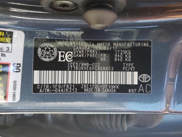 Aukcja sprzedaży 2017 Toyota Corolla, vin: 2T1BURHE6HC868653, numer aukcji: 65783265